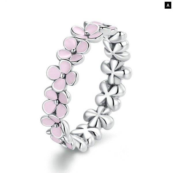 S925 Sterling Silver Pink Wreath Finger Ring for Women Carousel 1