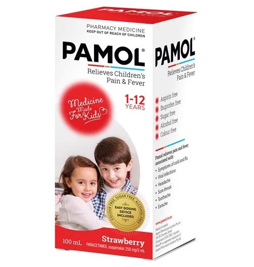 Pamol Colour Free Liquid Strawberry Flavour 100ml Carousel 1