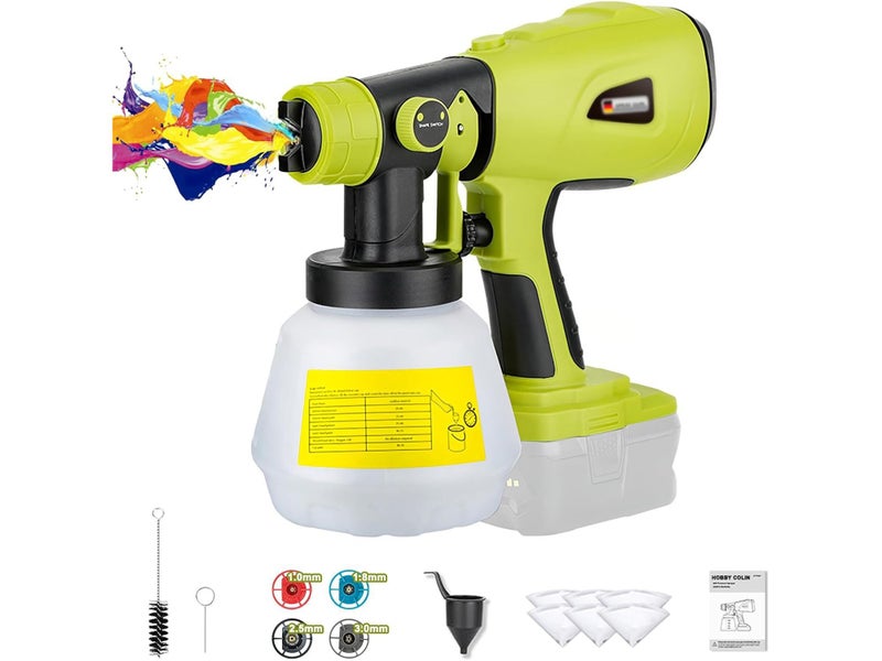 800ml Cordless Paint Sprayer Compatible Ryobi 18V Spray Gun Airless Carousel 1