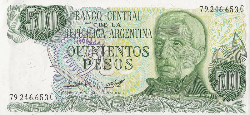 Argentina 1977 - 82 500 Pesos banknote UNC Carousel 1