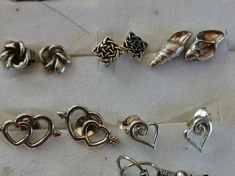 solid 925 sterling silver stud earrings flower celtic or heart Carousel 2