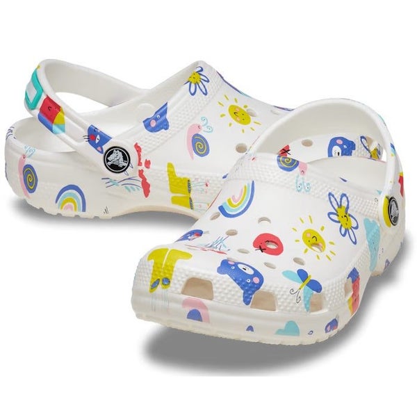 Crocs Kids - Toddlers Classic Doodle Clog K White Sandals Carousel 1