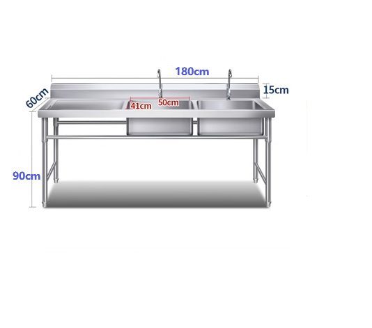 Stainless Steel Bench 1800 x 600 x 900 with Double Sink 304 Grade Carousel 4