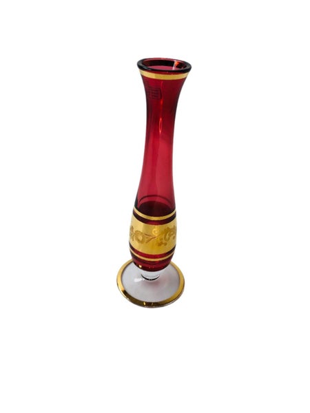 Bohemian Cranberry Crystal Vase (18504)62931715788162111