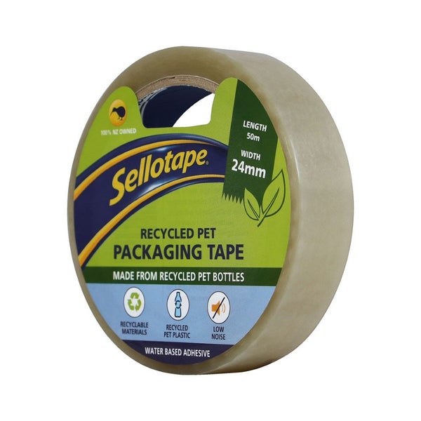 Sellotape Recycled PET Packaging Tape Low Noise 24mm x 50m Carousel 2