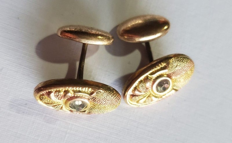 Antique 9ct GP & Crystal Cufflinks Carousel 2