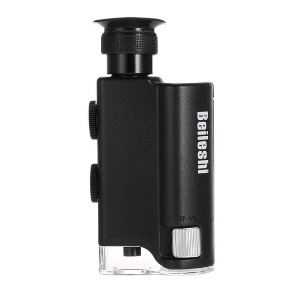 Mini Pocket Microscope Deluxe 60/100X Loupe Magnifier Phone Clip Carousel 1