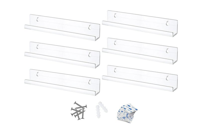 6Pcs Vinyl Record Shelves Clear Acrylic Wall Mount Album Cover Display Stand Carousel 2