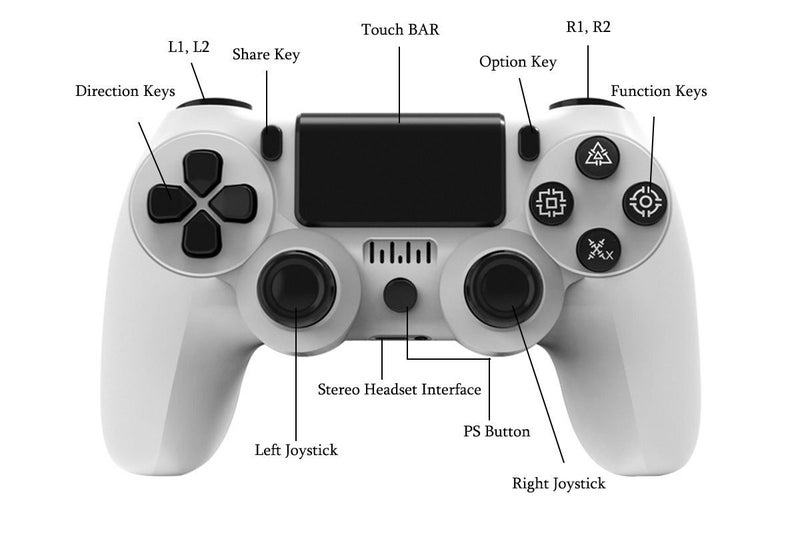 PS4 DualShock Compatible Wireless Gamepad Remote with USB Charging Port-White Carousel 2