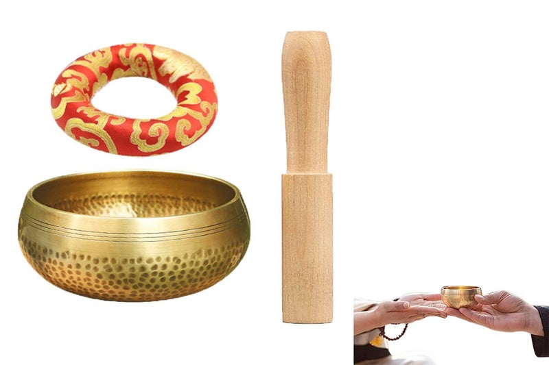 Tibetan Singing Bowl Set Hand Hammered Meditation Sound Bowl Nepali Instrument Carousel 1