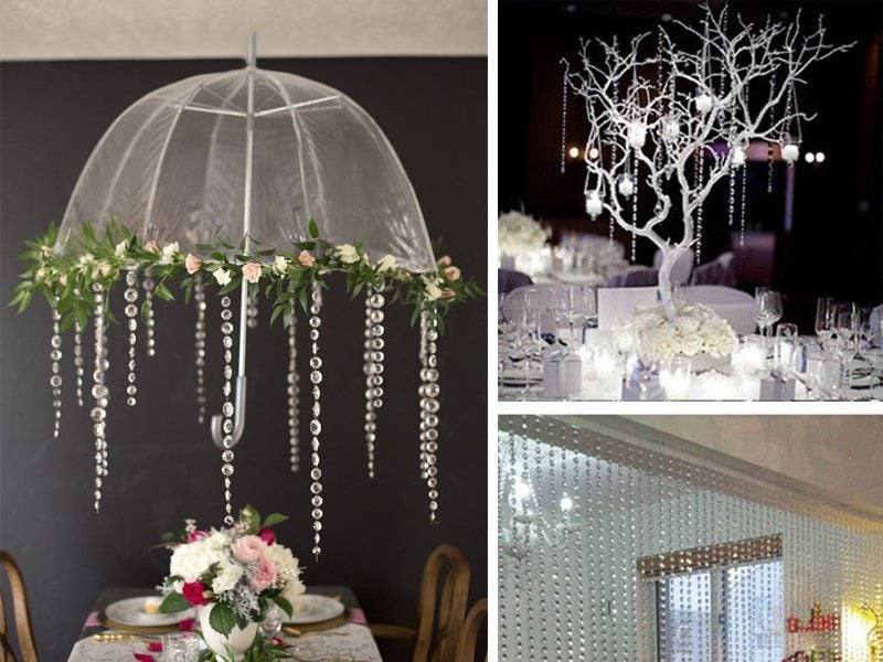30M Acrylic Clear Crystal Hanging Beads Curtain Lamp Party Wedding Decoration Carousel 7