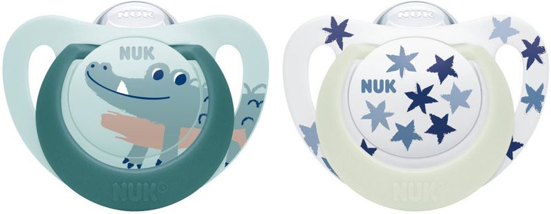 NUK: Star Day & Night Silicone Soother - 6-18mths Green (2 Pack) Carousel 1