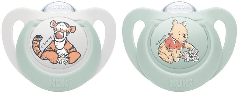 NUK: Winnie the Pooh Star Silicone Soothers - 6-18mths Green (2 Pack) Carousel 1