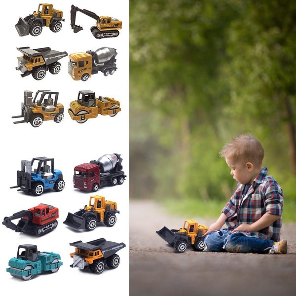 6PCS/Set 1:64 Alloy Engineering Vehicle Model Set- Color Style Carousel 11