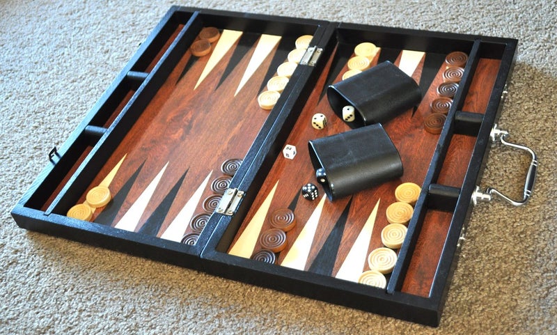 WOODEN BACKGAMMON SET - LARGE CASE Carousel 1