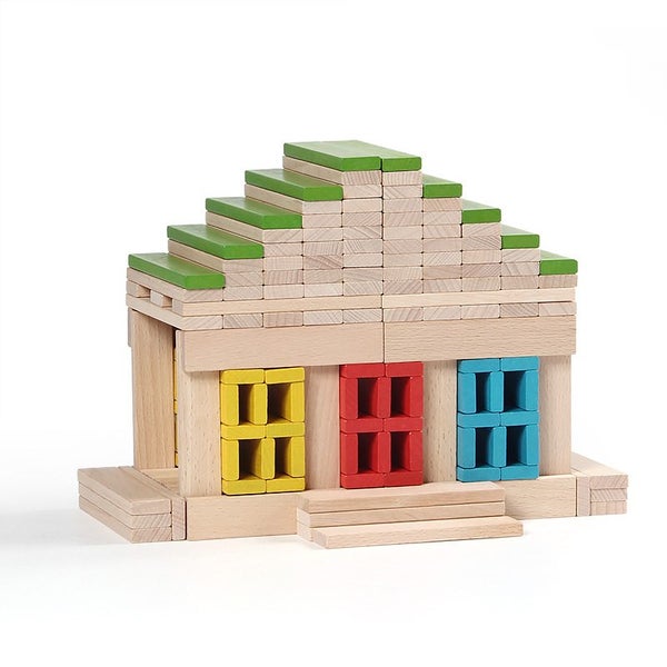 300PCS Wooden Building Blocks (150P color + 150P log color) Carousel 2