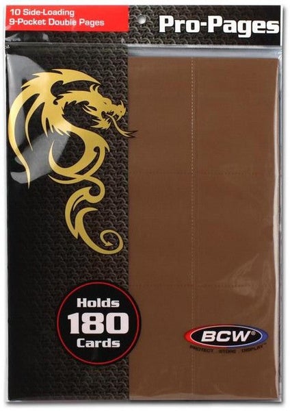 BCW Pro Pages 9 Pocket Pages Side Loading Brown (10 Pages Per Pack) Carousel 1