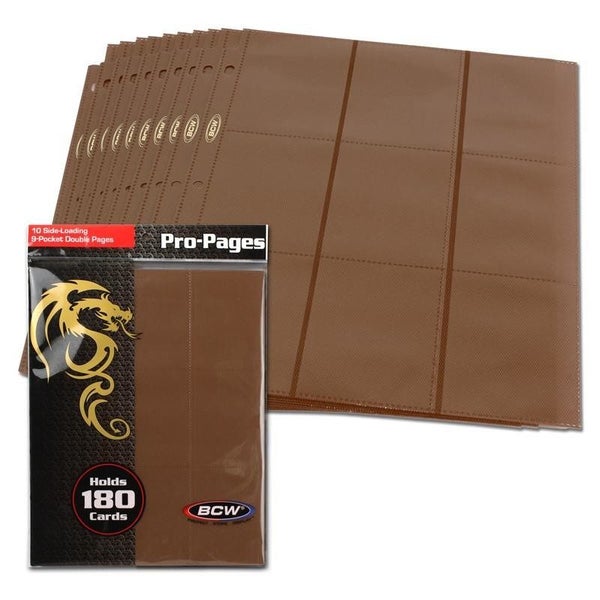 BCW Pro Pages 9 Pocket Pages Side Loading Brown (10 Pages Per Pack) Carousel 2