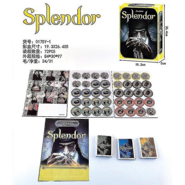 Splendor Brilliant Gems Game Basic Edition Casual Party Tabletop Card Game Carousel 2