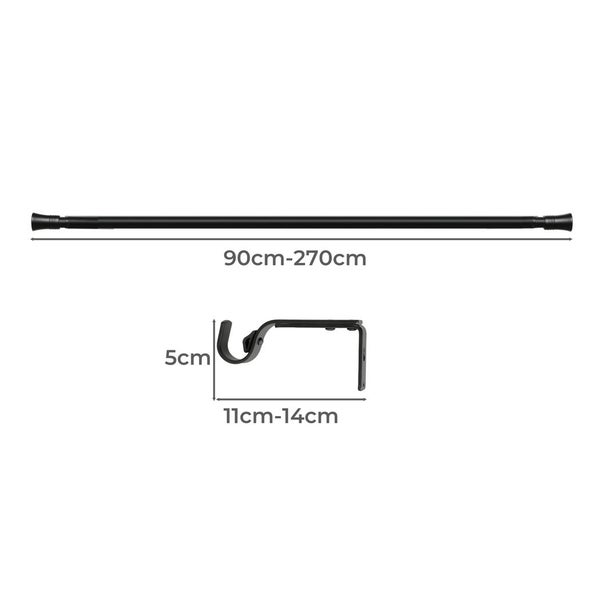 Marlow Black Curtain Rod Steel Quiet Rail Pole Pommel Set Extendable Carousel 10