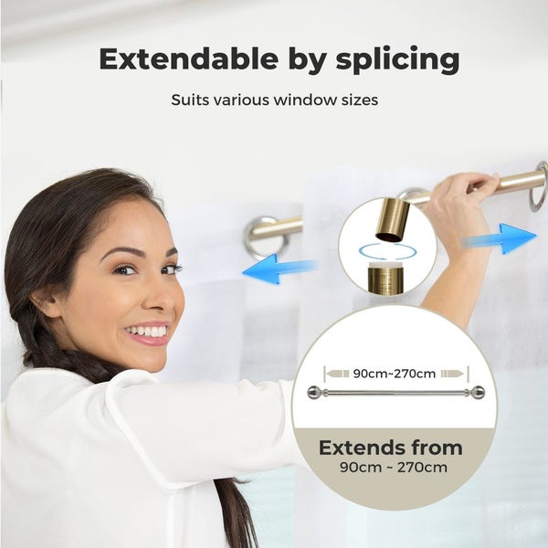 Marlow Curtain Rod Steel Roman Quiet Rail Pole Pommel Set Extendable Adjustable Carousel 2