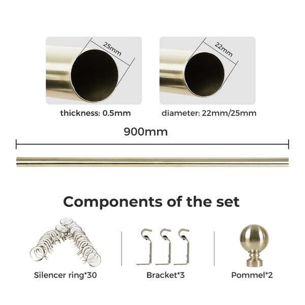 Marlow Curtain Rod Steel Roman Quiet Rail Pole Pommel Set Extendable Adjustable Carousel 10