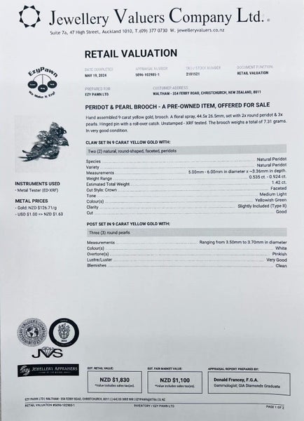 PERIDOT & PEARL BROOCH Carousel 6