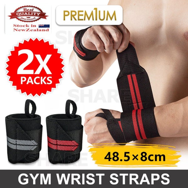 Weight Lifting Gym Training Wrist Support Straps Wraps Muscle Bodybuilding Carousel 1