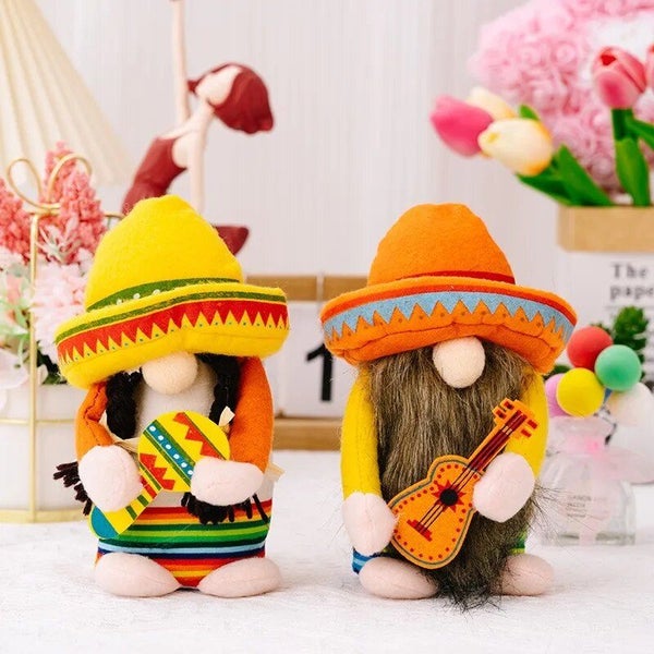 1pc Gras Carnival Gnome Scandinavian Dwarf Plush Doll Guitar Couple Carousel 2