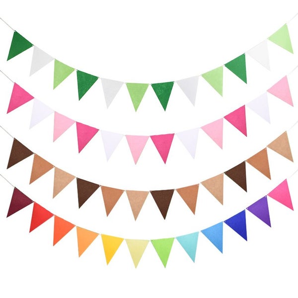 12 Flags 17cm Colorful Felt Banner Garlands Birthday Bunting Pennant Carousel 2