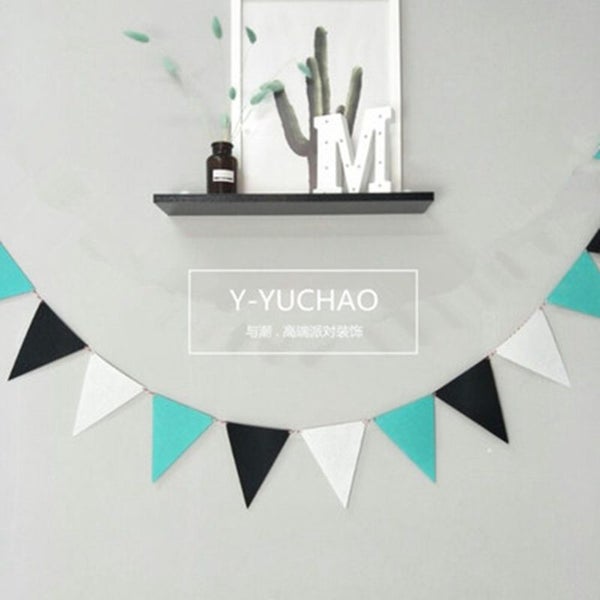 12 Flags 17cm Colorful Felt Banner Garlands Birthday Bunting Pennant Carousel 7