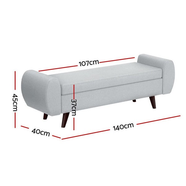 Storage Ottoman Blanket Box Armrest 140Cm Grey Carousel 2