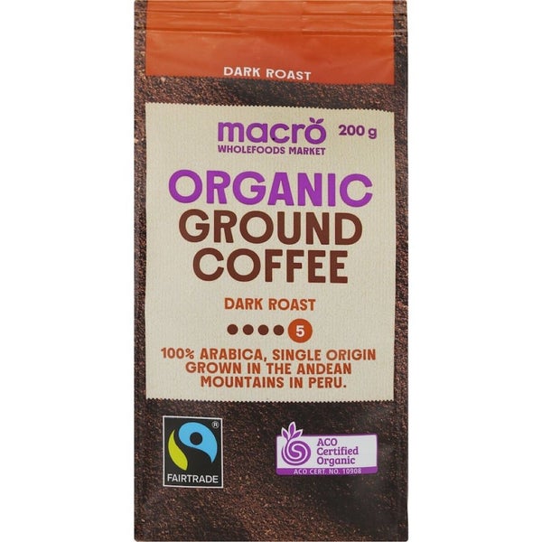 Macro Organic Fair Trade Ground Coffee Dark Roast 200g Carousel 2