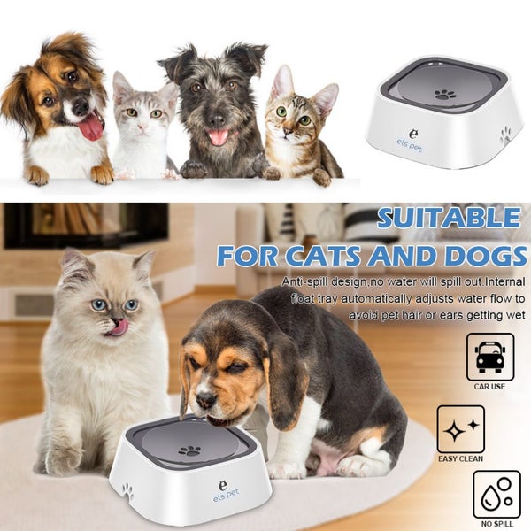 Pet Water Bowl No-Spill Carried Floating Slow Water Feeder Carousel 10