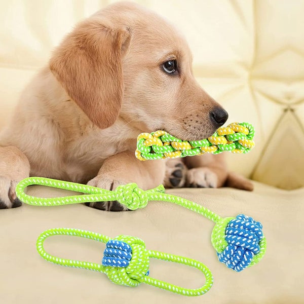 Dog Chew Rope Toys Set - Pack of 7 PCS Cotton Puppy Pet Chew Toys Carousel 14