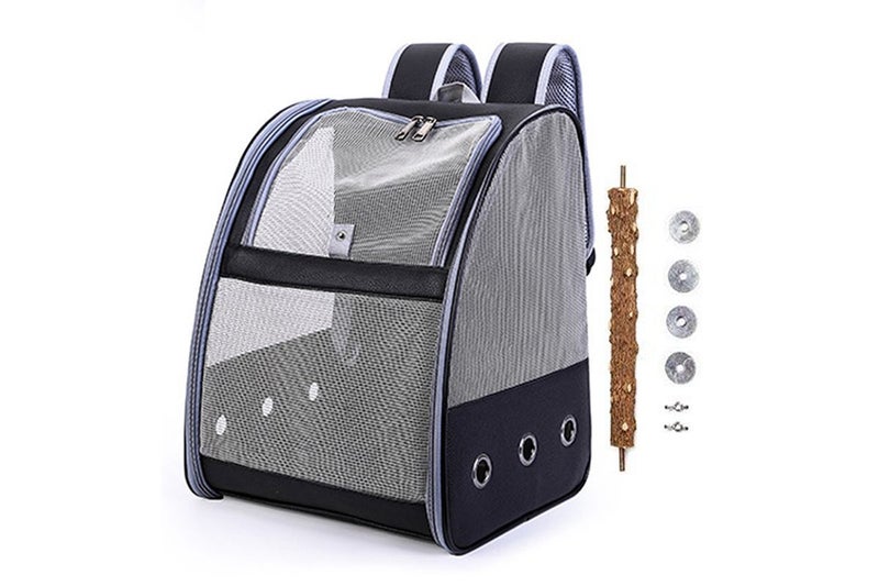 Birds Carrier Backpack Breathable Travel Bags Cage With Standing Perch-Black Carousel 3