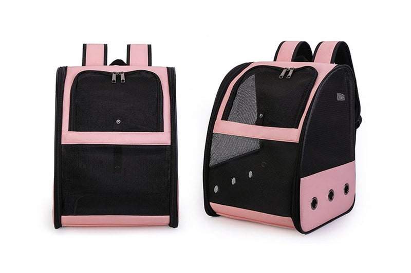 Birds Carrier Backpack Breathable Travel Bags Cage With Standing Perch-Pink Carousel 3