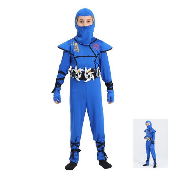 Blue Kids Ninja Costume Set Boy Halloween Cosplay Costume Boy Ninja Muscle Costu Carousel 1