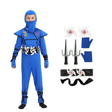 Blue Kids Ninja Costume Set Boy Halloween Cosplay Costume Boy Ninja Muscle Costu Carousel 3