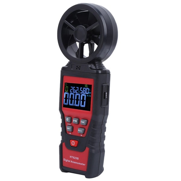 Digital Anemometer Air Flow Speed Gauge Temperature Humidity Tester Meter Carousel 1