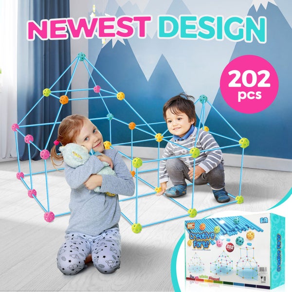 Kids DIY Fort Building Kit 202PCS Castle Construction Toy Carousel 1