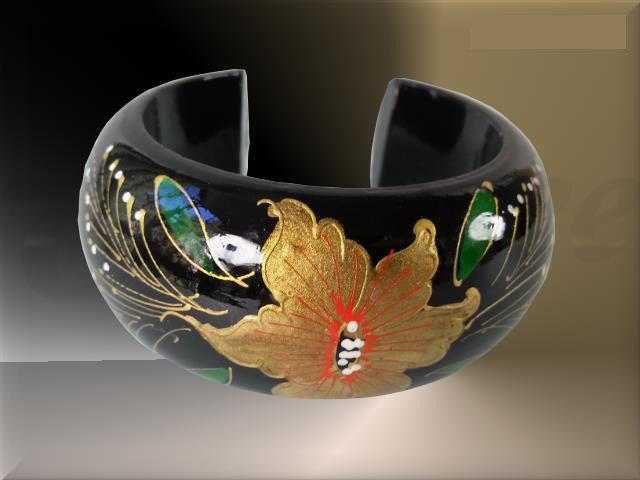 Gold Flower & Leaves Bracelet - Choose your colour! Carousel 2
