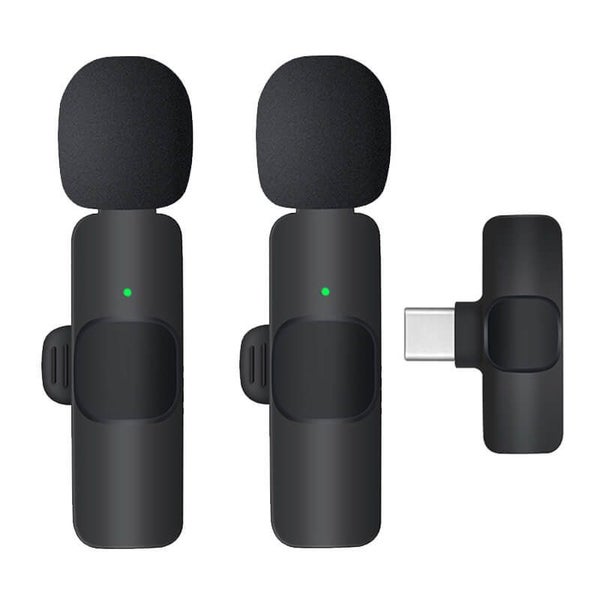 Type C + USB 2 in 1 Wireless Microphone Set -Streamer, Podcast, Interview, Media Carousel 1
