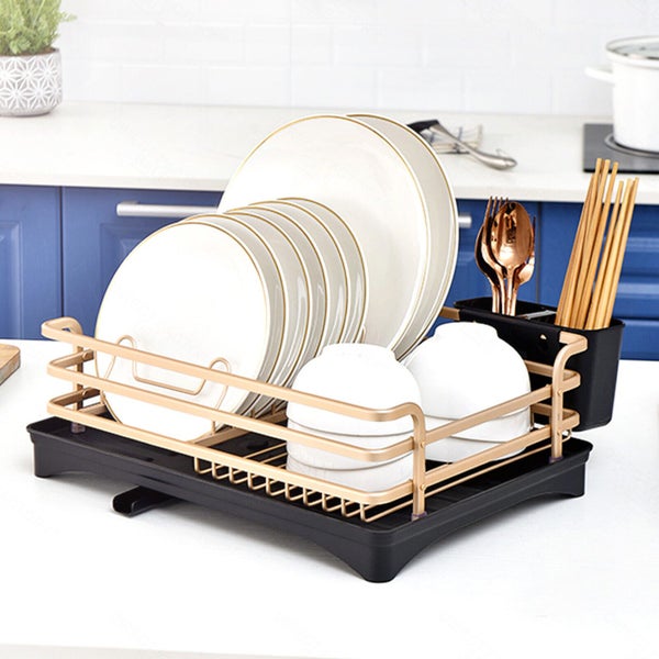 Kitchen Gold&Black Dish Drying Drainer Storage Rack 1 Tier Carousel 1