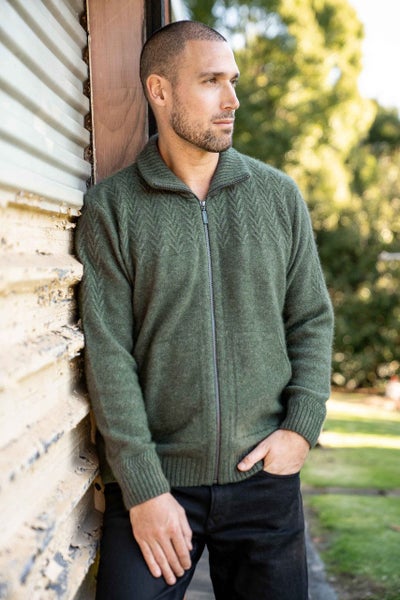 Possum Merino Chevron Zip Jacket Carousel 2