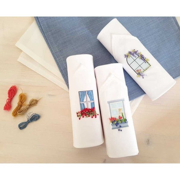 Tamielle Ladies' Handkerchief Windows Set 3pce Carousel 2
