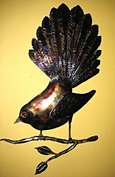 Fantail on forged branch by blacksmith Carousel 1