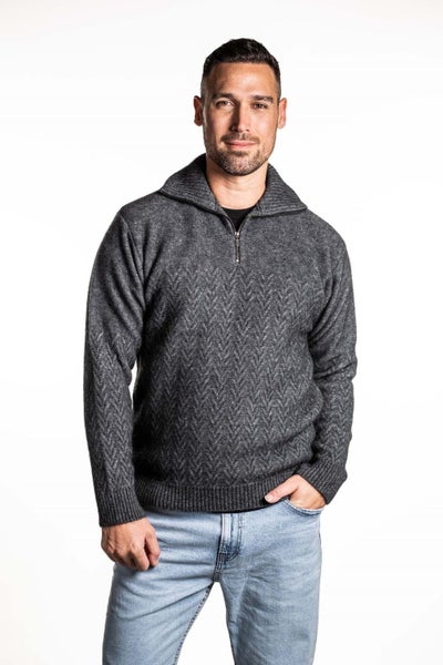Possum Merino Chevron Zip Jumper Carousel 1