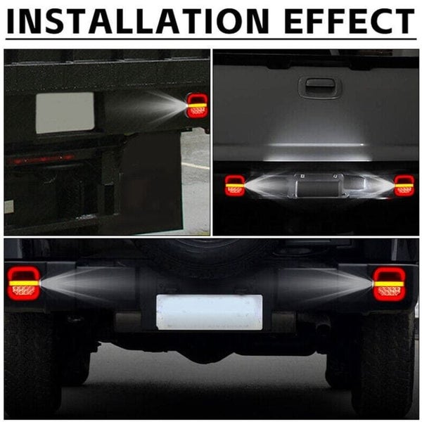 [2 Pack] 28 LED Square 12V/24V Tail Light Set, Sequential Indicators Carousel 6