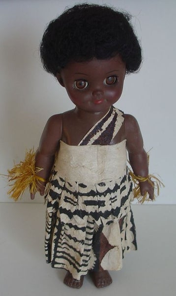 Pacific Island Doll Tapa Cloth Style Dress Carousel 1